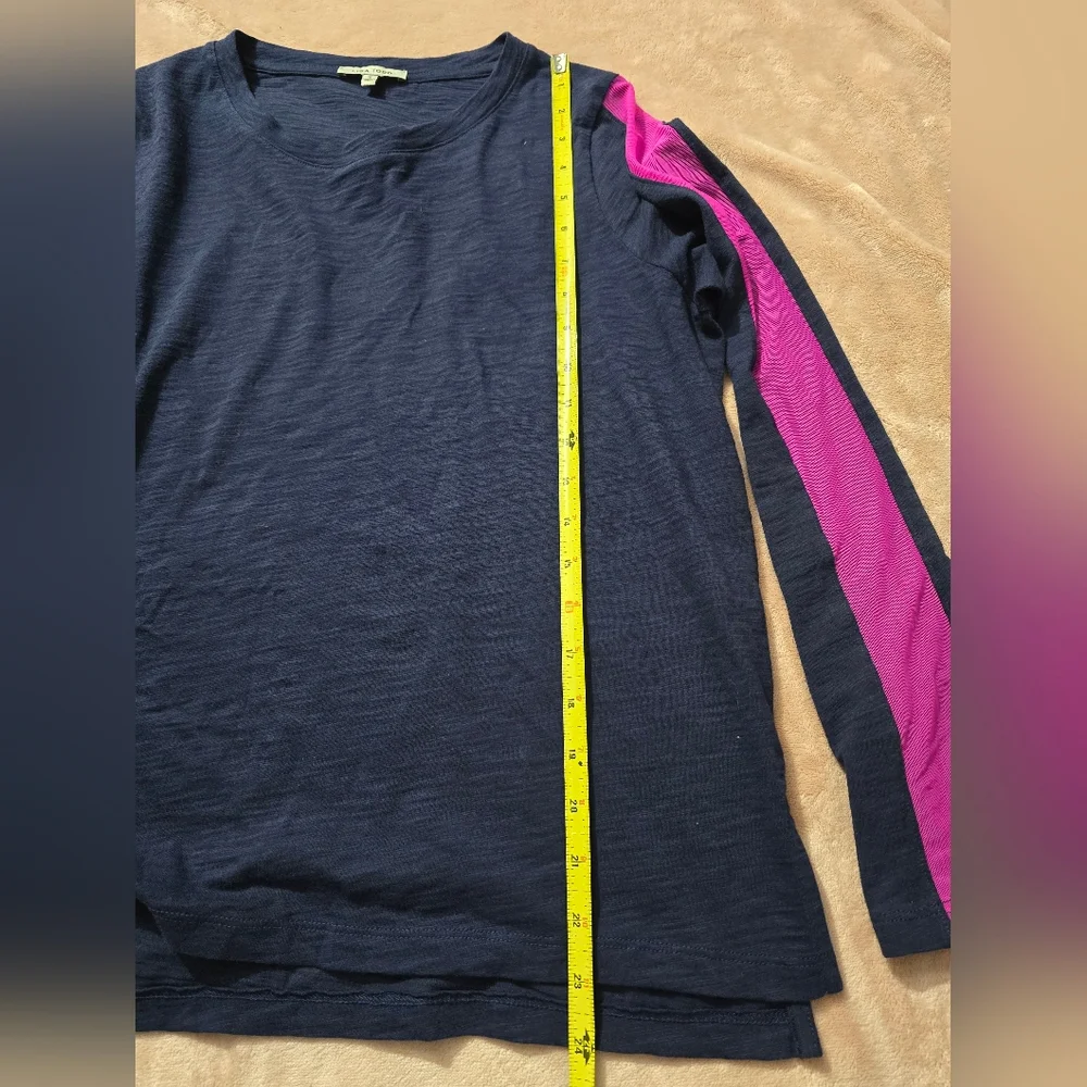 Lisa Todd Mesh On Navy Long Sleeve Cotton Top Size Small - Picture 6 of 11
